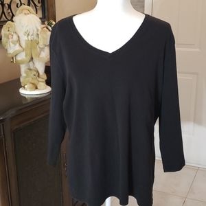 Eddie Bauer Black V Neck 3/4 Sleeve XXL